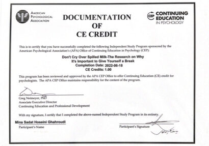 مدارک مینا سادات حسینی - روانشناس