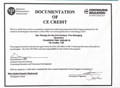 مدارک مینا سادات حسینی - روانشناس