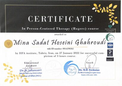 مدارک مینا سادات حسینی - روانشناس