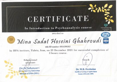مدارک مینا سادات حسینی - روانشناس