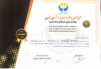 مدارک مینا سادات حسینی - روانشناس